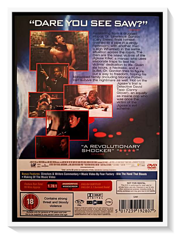 SAW I - THE ORIGNAL CULT CLASSIC - Disc and Casing in A Plus Condition (A+)