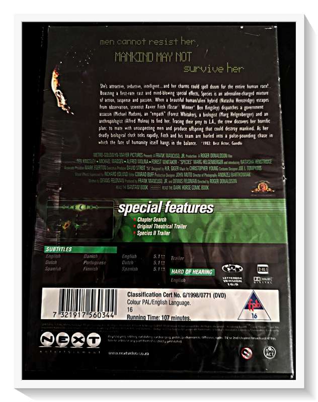 Species - DVD - Creature Design by HR Giger - Genre Sci-Fi Horror - In Good Condition