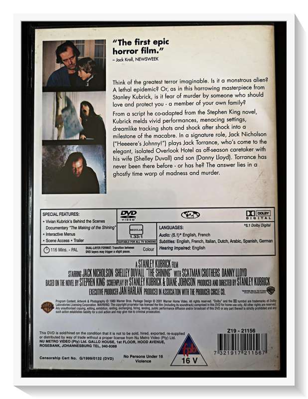 Stanley Kubrick - THE SHINING - Jack Nicholson - Cult Classic - Excellent Condition