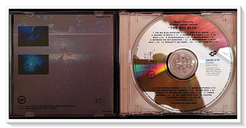 The Big Blue - Motion Picture Soundtrack - Music by ERIC SERRA - Case & Disc in Excellent Condition