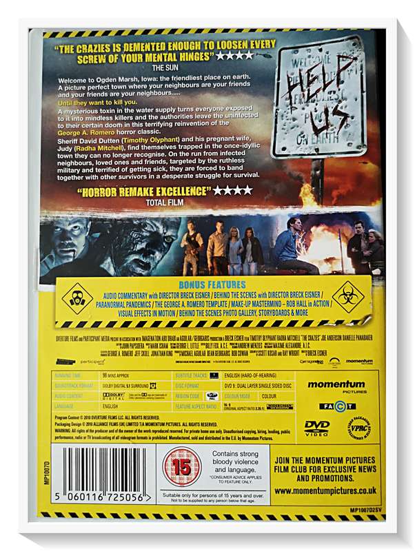 The Crazies - An Instant Classic PG2-16VHL - In Excellent Condition