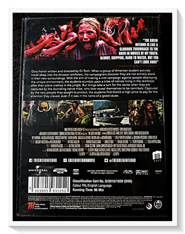 The Green Inferno - Genre Cannibal Horror - 18VHN - DVD - Disc and Casing in VG Condition