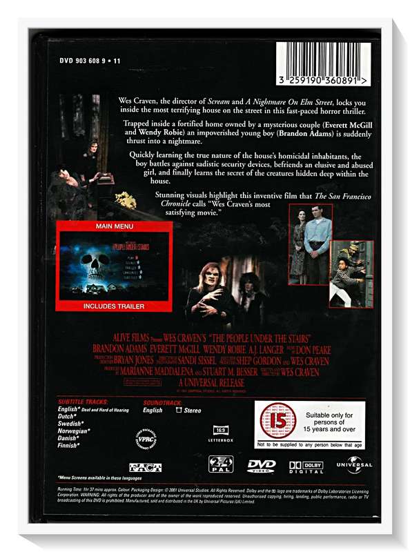 WES CRAVEN'S The People Under the Stairs - Cult Classic - 2-16VLH - Casing & Disc in A+ Condition*