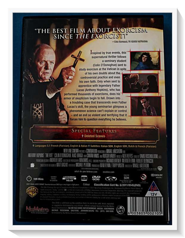 The Rite - Genre-Paranormal - Starring Anthony Hopkins - Condition Very Good