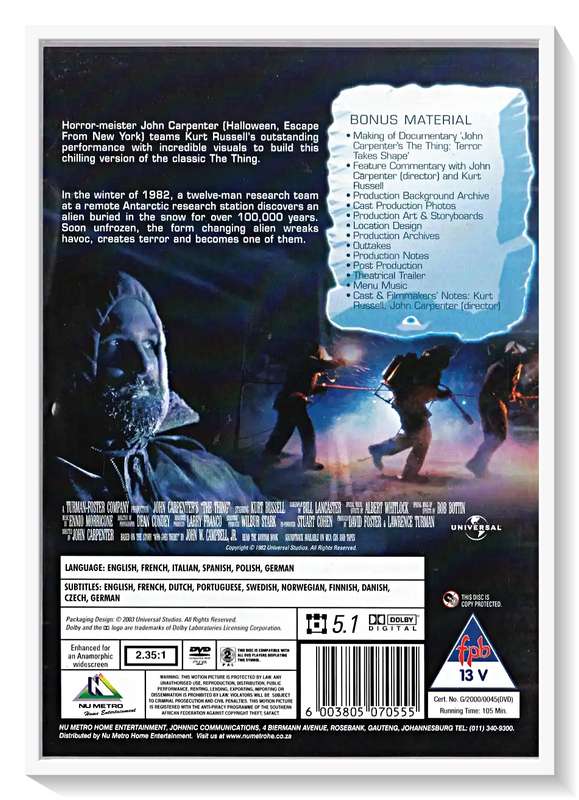 The Thing - CULT CLASSIC - JOHN CARPENTER - Classic Cosmic Horror - Casing & Disc in Excellent Cond.