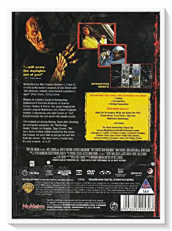 WES CRAVEN's NEW NIGHTMARE - Loads of Bonus Features - Casing & Disc Condition: Very Good