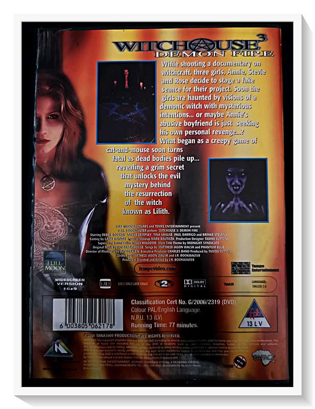 Witch House 3 - Demon Fire - DVD - Horror - PG2-16VL - Casing plus Disc In Very Good Condition ***