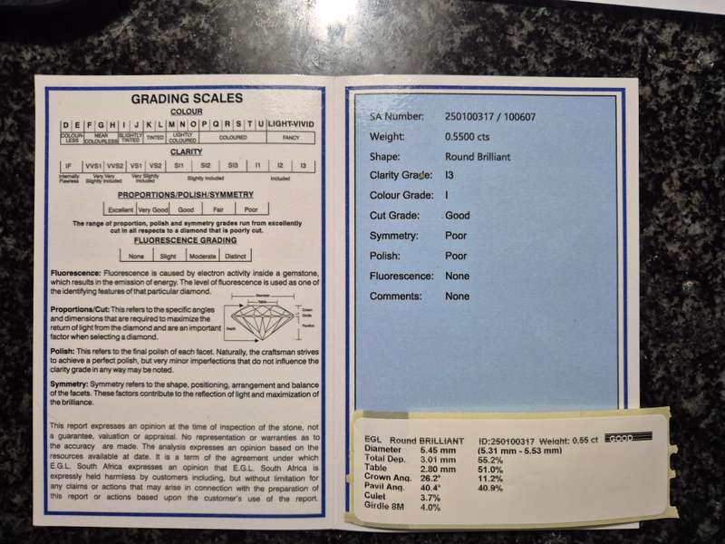 Natural Certified 0.55 Carat Diamond