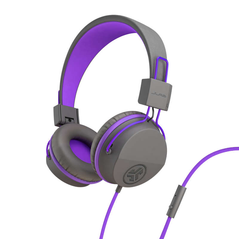 JLAB JBuddies Studio Kids On-Ear Voume Safe Kids Wired Headphones (Purple)