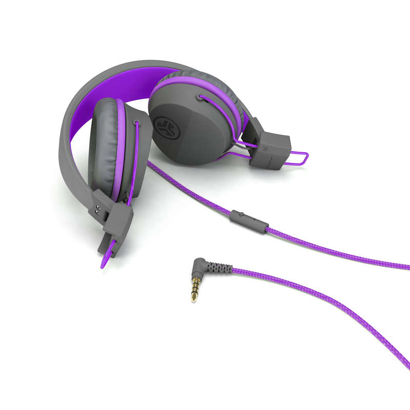 JLAB JBuddies Studio Kids On-Ear Voume Safe Kids Wired Headphones (Purple)