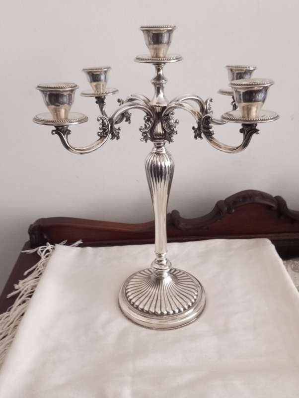 A sterling silver 5 candle table center piece