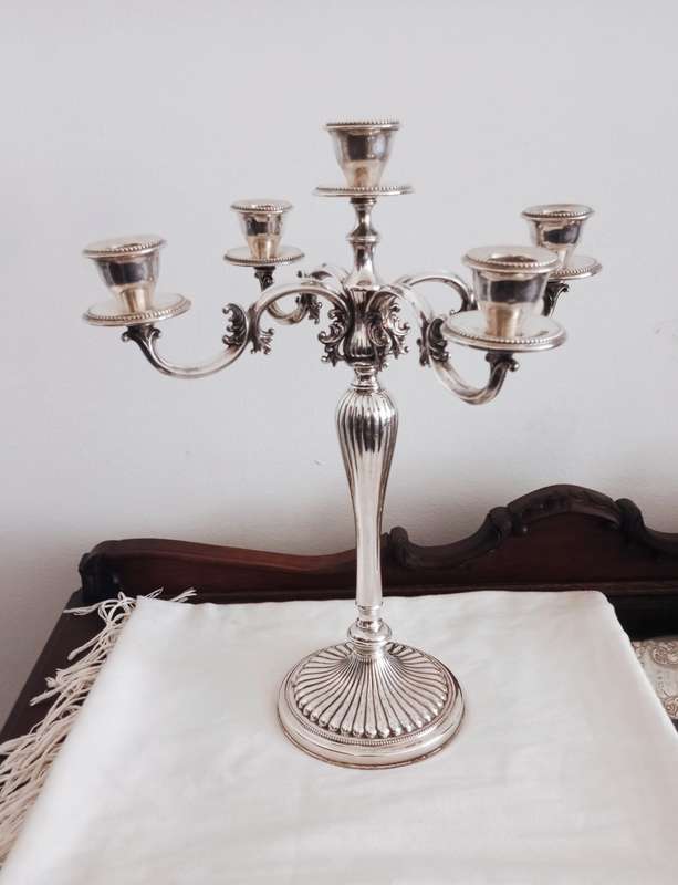 A sterling silver 5 candle table center piece