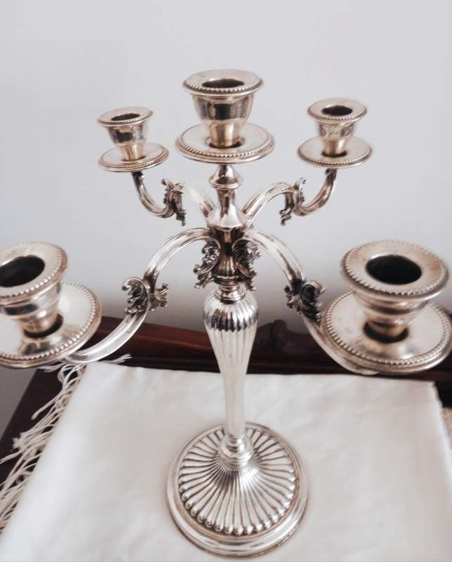 A sterling silver 5 candle table center piece