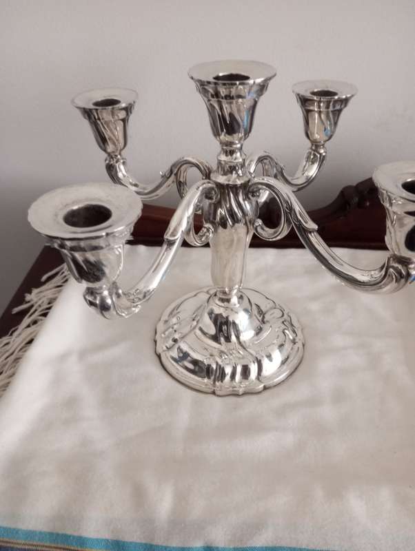 A fabulous 5 candle sterling silver candelbra