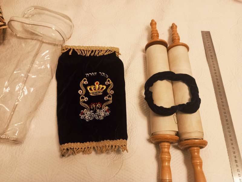 A small replica sefer Torah ( Torah scroll)