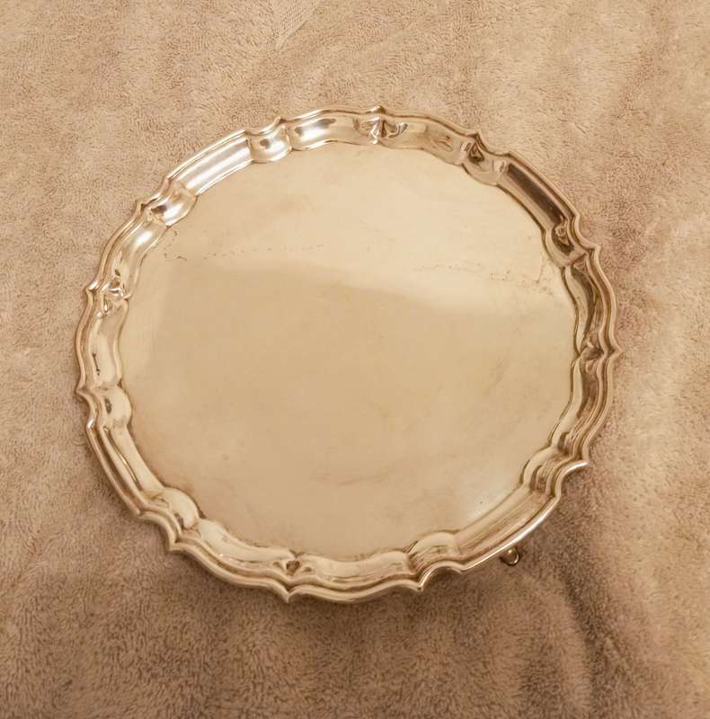 A superb sterling silver footed tray