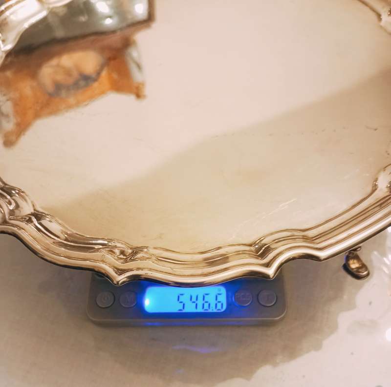 A superb sterling silver footed tray