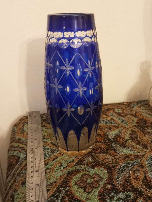 A fine cobalt blue crystal boheminan vase