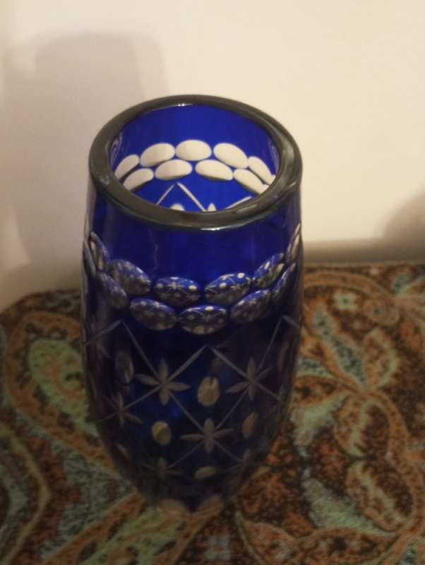 A fine cobalt blue crystal boheminan vase