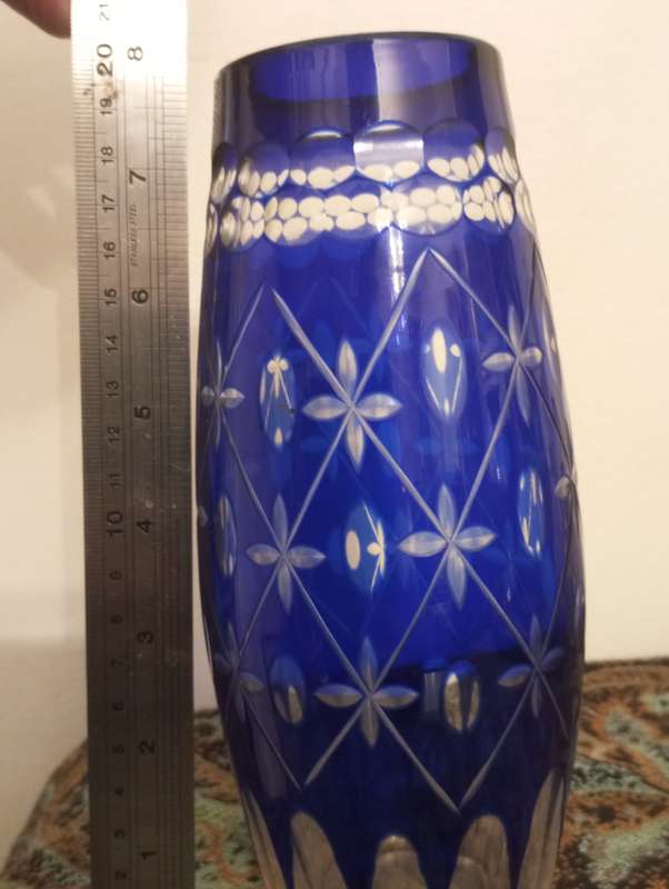 A fine cobalt blue crystal boheminan vase