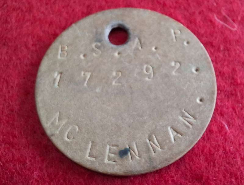 RHODESIAN METAL ID CARD + DOG TAG (BSAP) - AS FOUND, PRESUMED THE SAME PERSON?     (8735)