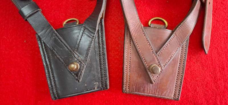 RHODESIAN ARMED FORCES - 2 X NCO / OFFICERS BLACK / BROWN LEATHER FROGS         (8746)