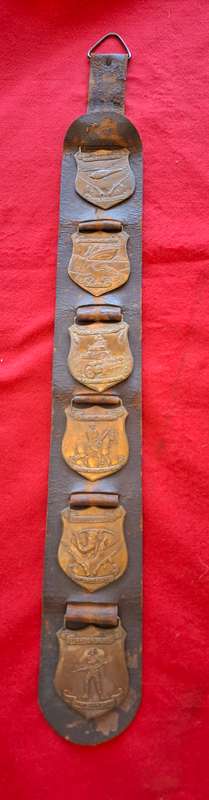 RHODESIAN OP AREAS MINI PLAQUES ON LEATHER - UNIQUE - MADE FROM SPENT CARTRIDGES - SEE BELOW (8812)