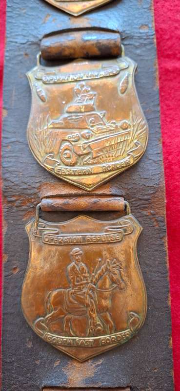 RHODESIAN OP AREAS MINI PLAQUES ON LEATHER - UNIQUE - MADE FROM SPENT CARTRIDGES - SEE BELOW (8812)