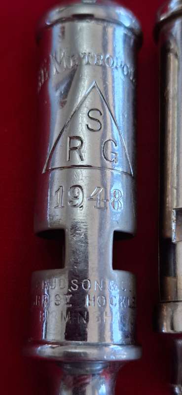 RHODESIA BSAP - WHISTLES, 1 X SOUTHERN RHODESIA GOVT. STAMPED - 1 X UDI PERIOD (NO MARKINGS)  (8791)
