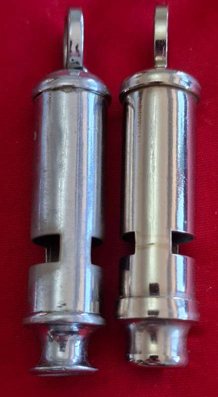 RHODESIA BSAP - WHISTLES, 1 X SOUTHERN RHODESIA GOVT. STAMPED - 1 X UDI PERIOD (NO MARKINGS)  (8791)