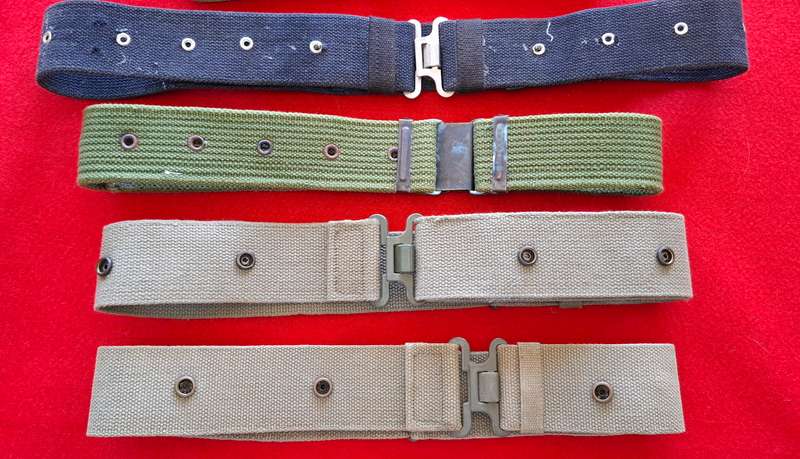 RHODESIAN USED LOT OF WEB BELTS - BRITISH P37 X 4, SA P73 X 2, + 2 UNKNOWN IN BACKPACK  (8813)