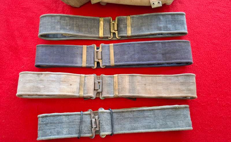 RHODESIAN USED LOT OF WEB BELTS - BRITISH P37 X 4, SA P73 X 2, + 2 UNKNOWN IN BACKPACK  (8813)