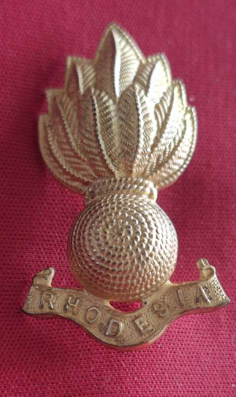 SOUTHERN RHODESIA ENGINEERS - OFFICERS FROSTED GILT COLLAR / BERET BADGE - HEIGHT 47mm -SCARCE(8909)