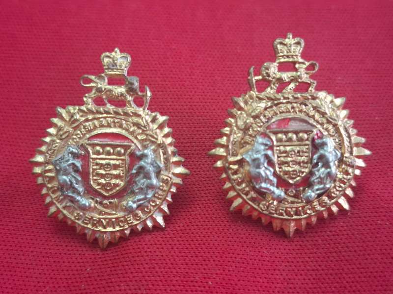 RHODESIA & NYASALAND ARMY SERVICES CORPS. - OFFICERS ? GILT FACING PAIR COLLAR BADGES - FIRMIN (106)