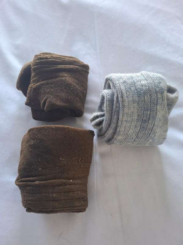 RHODESIAN ARMY  - PAIRS OF SOCKS - 2 X BROWN, 1 X GREY - SOME HOLES - SEE PICS  (109)