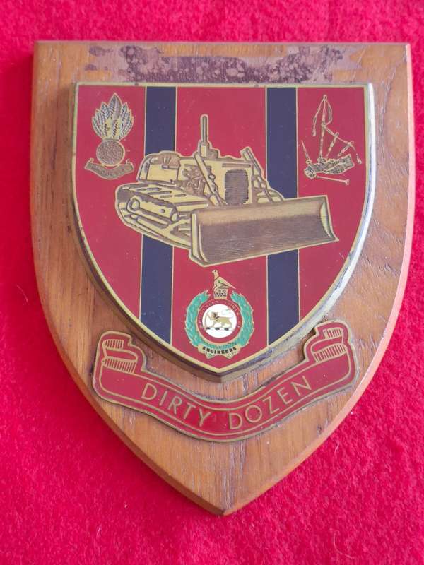 RHODESIAN ENGINEERS PLAQUE - "DIRTY DOZEN" - SCARCE - MISSING TOP SCROLL     (128)