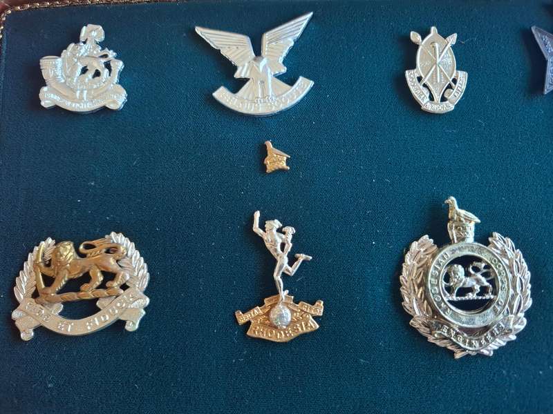 RHODESIAN ARMED FORCES - REUTELER BADGE SET - ALL ORIGINAL - GOOD CONDITION     (130)