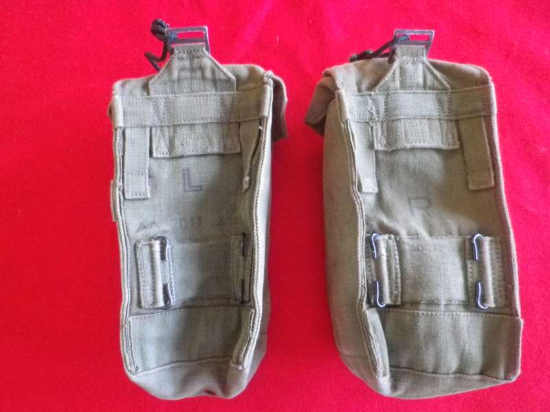RHODESIA & NYASALAND ARMY - L & R P44 AMMO POUCHES - MADE ME Co 1955/6 - NOTE RNG STAMP  (8969)