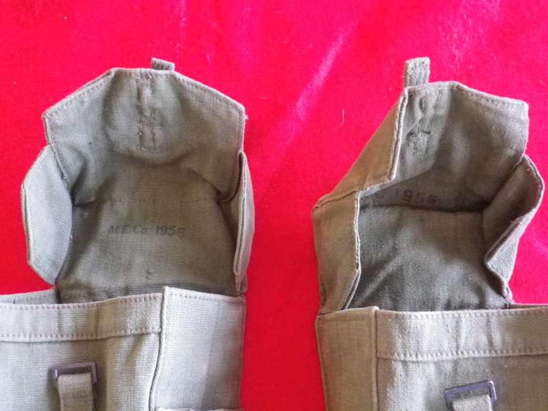 RHODESIA & NYASALAND ARMY - L & R P44 AMMO POUCHES - MADE ME Co 1955/6 - NOTE RNG STAMP  (8969)