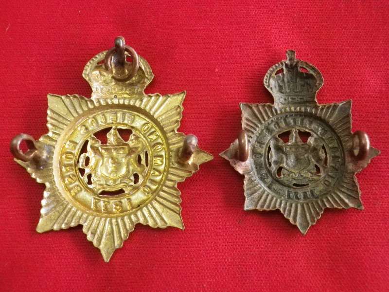 CAPE COLONY - DIAMOND FIELDS HORSE - KC BRASS CAP & COLLAR BADGES - SCARCE - OWEN 189/90 (8634)