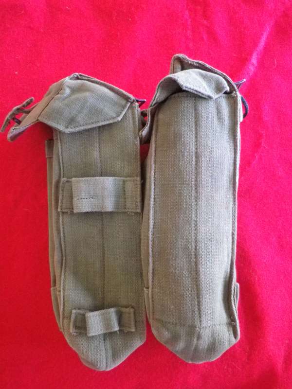 RHODESIA & NYASALAND ARMY - L & R P44 AMMO POUCHES - MADE ME Co 1955/6 - NOTE RNG STAMP  (8969)