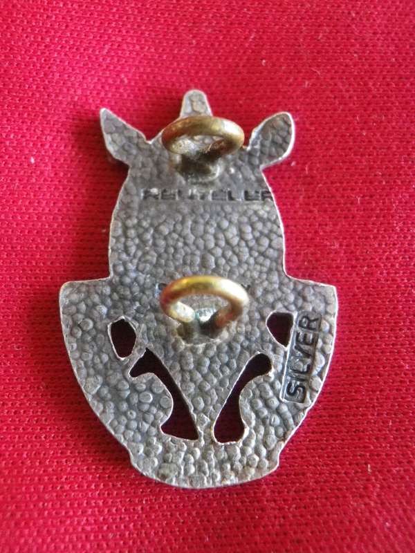 RHODESIAN AFRICAN RIFLES - OFFICERS SILVER BERET/COLLAR BADGE - STAMPED REUTELER / SILVER   (8685)