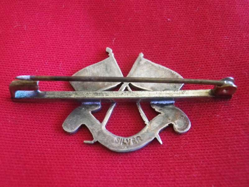 BRITISH ARMY / SA - IMPERIAL LIGHT HORSE SILVER + ENAMEL SWEETHEART BROOCH / TIE PIN  (101)