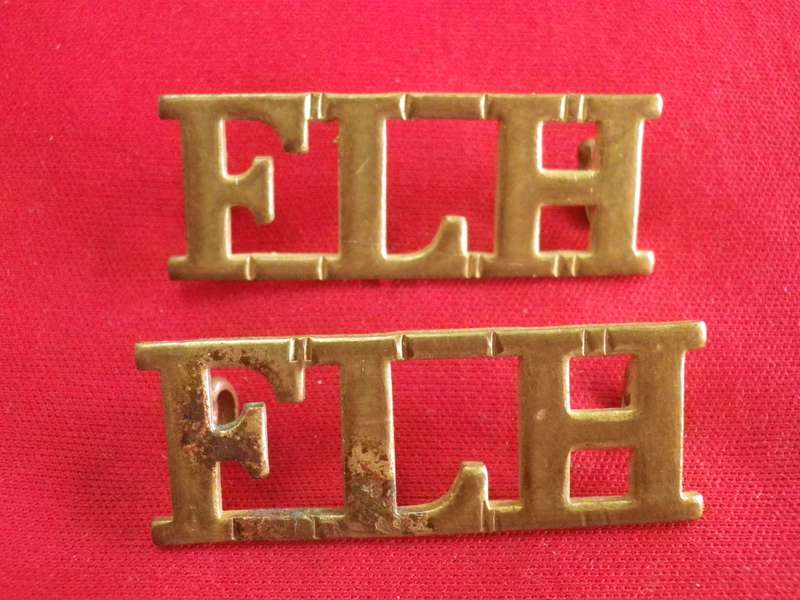 BRITISH ARMY / CAPE COLONY - FRONTIER LIGHT HORSE PAIR BRASS SHOULDER TITLES - RARE 1877-79 (8639)
