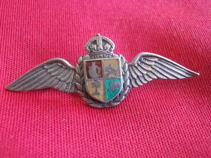 SA AIR FORCE WW2 ERA - SILVER + ENAMEL WINGS - ENGRAVED "LOVE TO GRACE" - SWEETHEART BROOCH  (129)