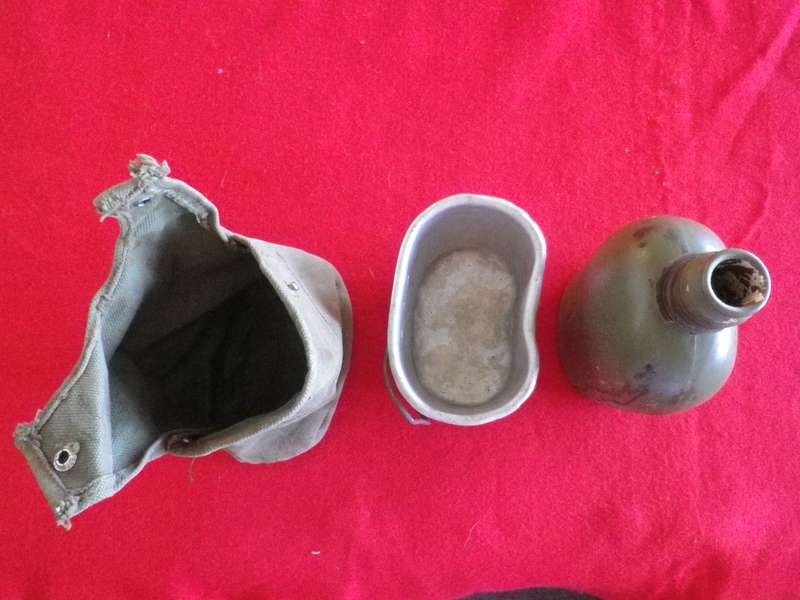 RHODESIAN ARMY - WATER BOTTLE + POUCH + FIRE BUCKET - LID MISSING - INSCRIBED ON FIRE BUCKET (8970)