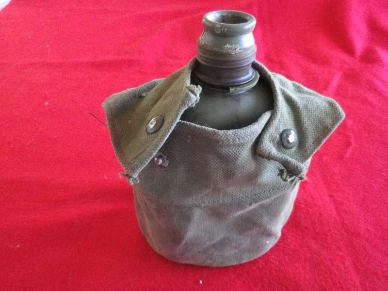 RHODESIAN ARMY - WATER BOTTLE + POUCH + FIRE BUCKET - LID MISSING - INSCRIBED ON FIRE BUCKET (8970)