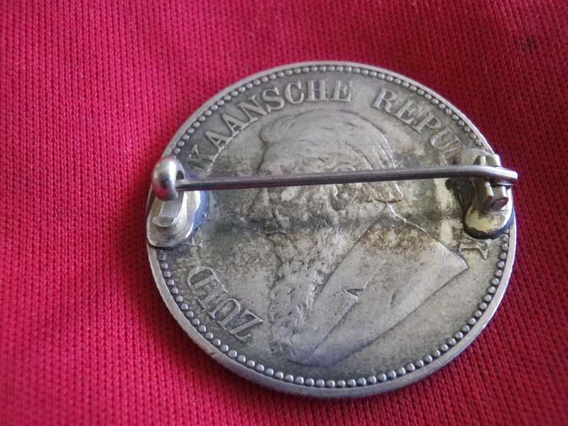 SA BOER WAR  - ZAR TWO AND HALF SHILLING COIN- MADE INTO SWEETHEART BROOCH   (130)