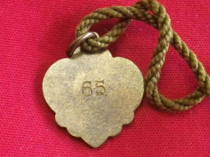 TURF CLUB BADGE - 1925-6 BLOEMFONTEIN TURF CLUB,  SA -  NO 65  - WITH ORIGINAL CORD           (12)
