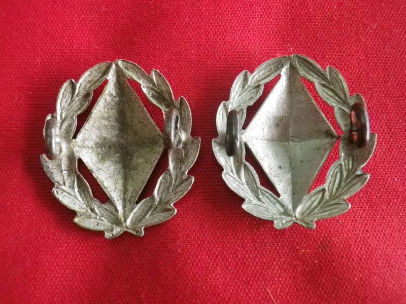 CAPE COLONY - VICTORIA RIFLES PAIR WM COLLAR BADGES CIRCA 1870'S - RARE - OWEN 196/8        (8631)